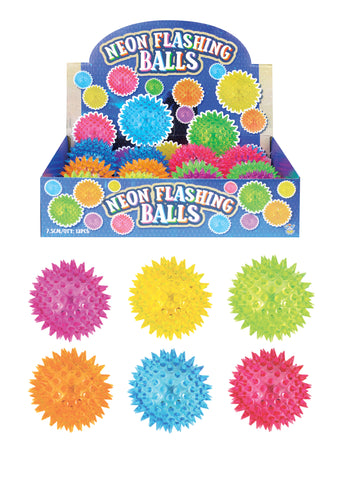 7.5cm Neon Flashing Spiky Ball Random Colour, Learning SPACE