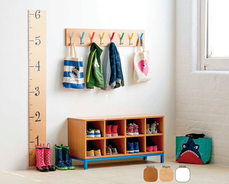 8 Coloured Coat Hook Rail, Learning SPACE