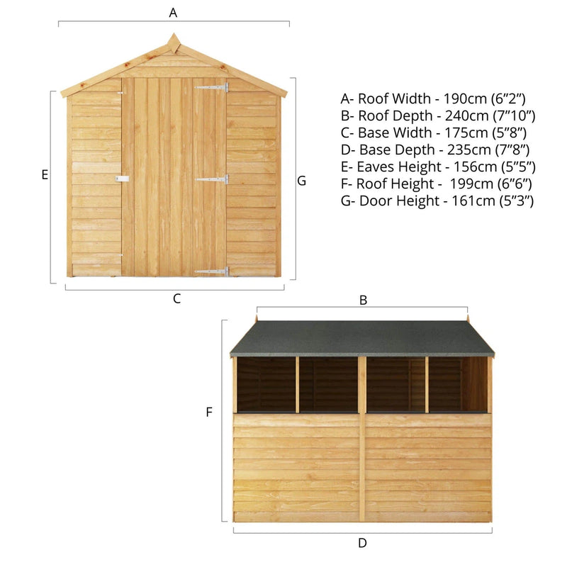 8 x 6 Overlap Apex - Single Door Shed, Learning SPACE