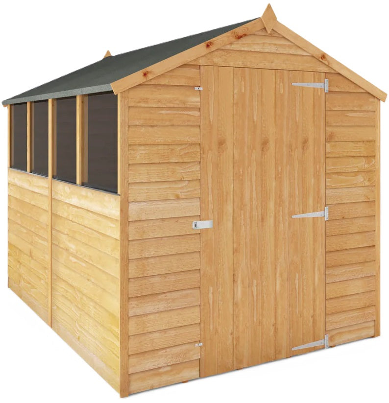 8 x 6 Overlap Apex - Single Door Shed-Eco Friendly, Forest School & Outdoor Garden Equipment, Mercia Garden Products, Sheds, Wellbeing Furniture-Mainland UK Install-Learning SPACE