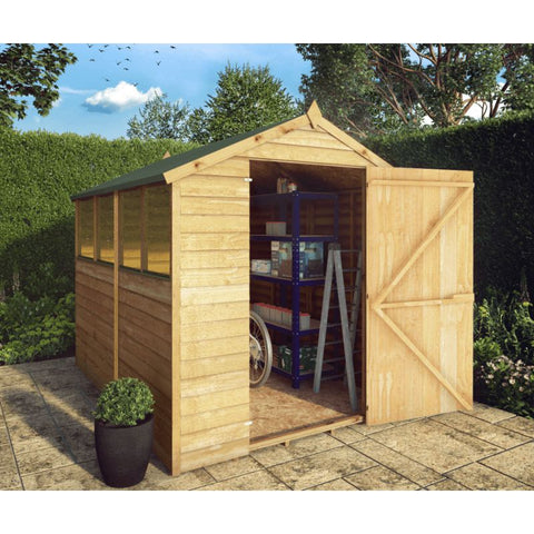 8 x 6 Overlap Apex - Single Door Shed-Eco Friendly, Forest School & Outdoor Garden Equipment, Mercia Garden Products, Sheds, Wellbeing Furniture-Learning SPACE