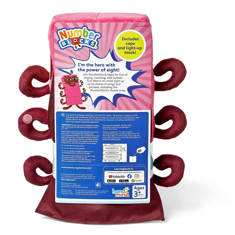 Numberblocks™ Sing-Along Superhero Eight Plush, Learning SPACE