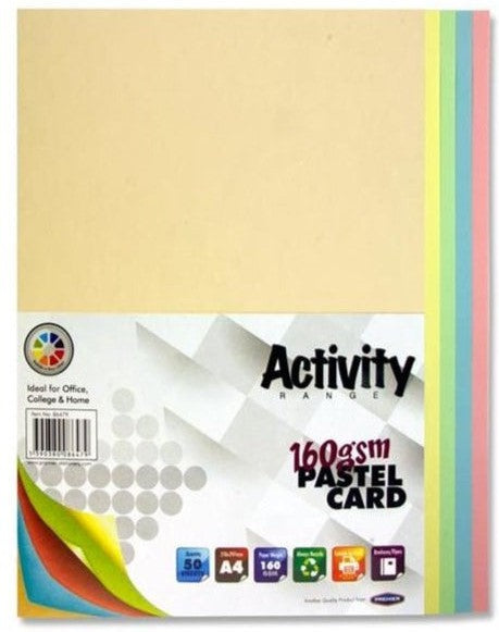 A4 160gsm Card 50 Sheets - Pastel-Art Materials, Arts & Crafts, Back To School, Early Arts & Crafts, Paper & Card, Premier Office, Primary Arts & Crafts, Primary Literacy, Stationery, Stock-Learning SPACE