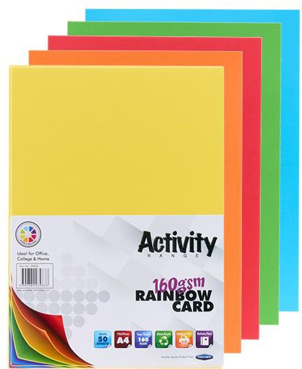 A4 160gsm Card 50 Sheets - Rainbow-Art Materials,Arts & Crafts,Back To School,Early Arts & Crafts,Paper & Card,Premier Office,Primary Arts & Crafts,Primary Literacy,Stationery,Stock-Learning SPACE