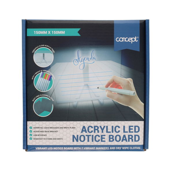Acrylic LED Message Board - 150 x 150mm, Learning SPACE