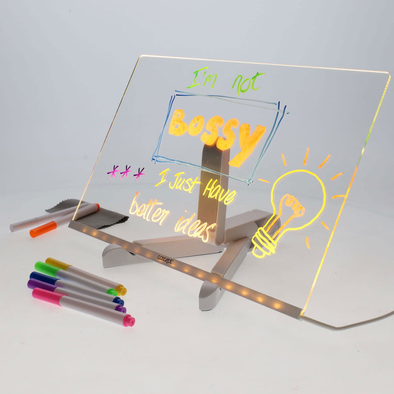 Acrylic LED Message Board (inc 7 markers) - 200x300mm, Learning SPACE