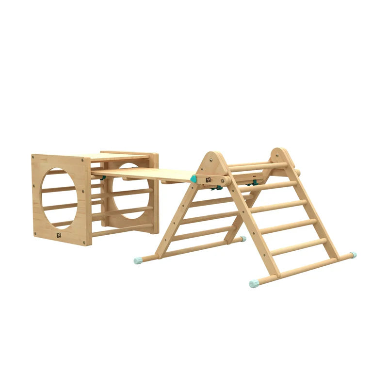 Active Tots Wooden Climbing Triangle, Cube, Bridge/Slide Set (UK Mainland Only), Learning SPACE