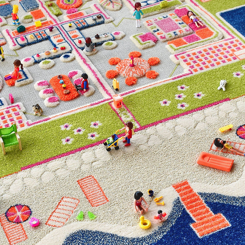 Activity 3D Textured Theme Play Rug, Twin Houses Learning SPACE