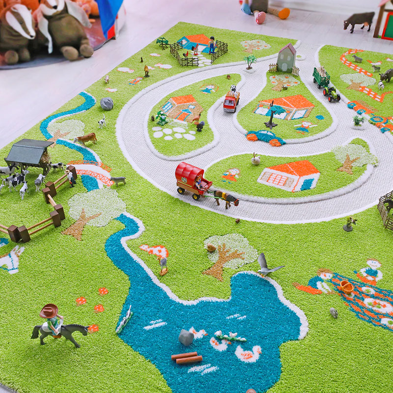 Activity 3D Textured Theme Play Rug, Farm Learning SPACE
