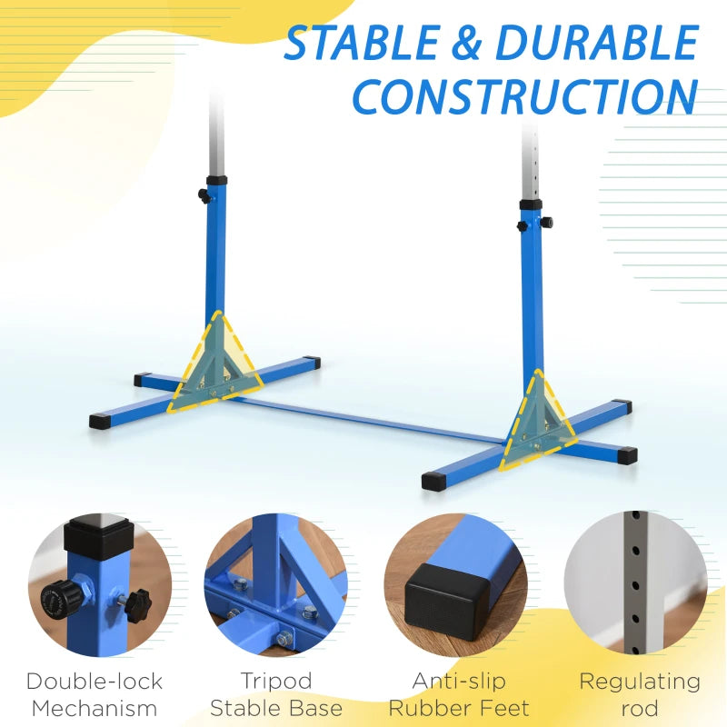 Adjustable Junior Gymnastics Bar – Home Training, Blue, Learning SPACE