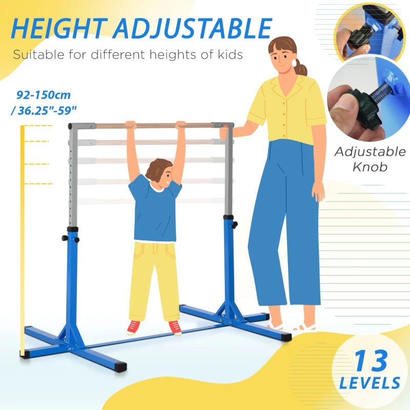 Adjustable Junior Gymnastics Bar – Home Training, Blue, Learning SPACE