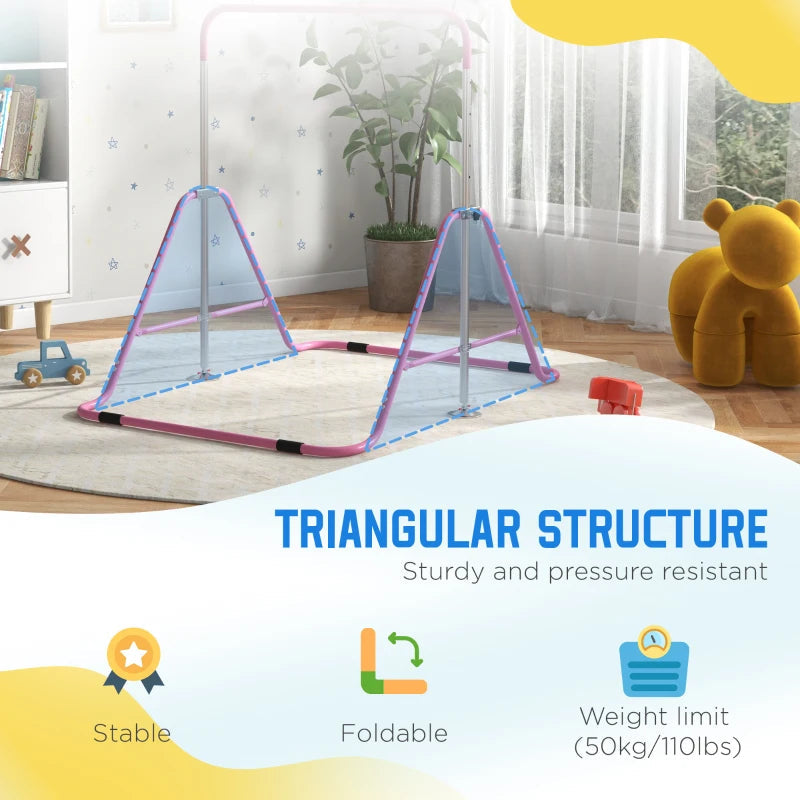 Adjustable Kids Gymnastics Bar – Foldable & Fun Training Bar, Learning SPACE