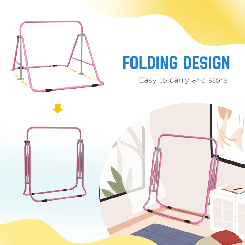 Adjustable Kids Gymnastics Bar – Foldable & Fun Training Bar, Learning SPACE