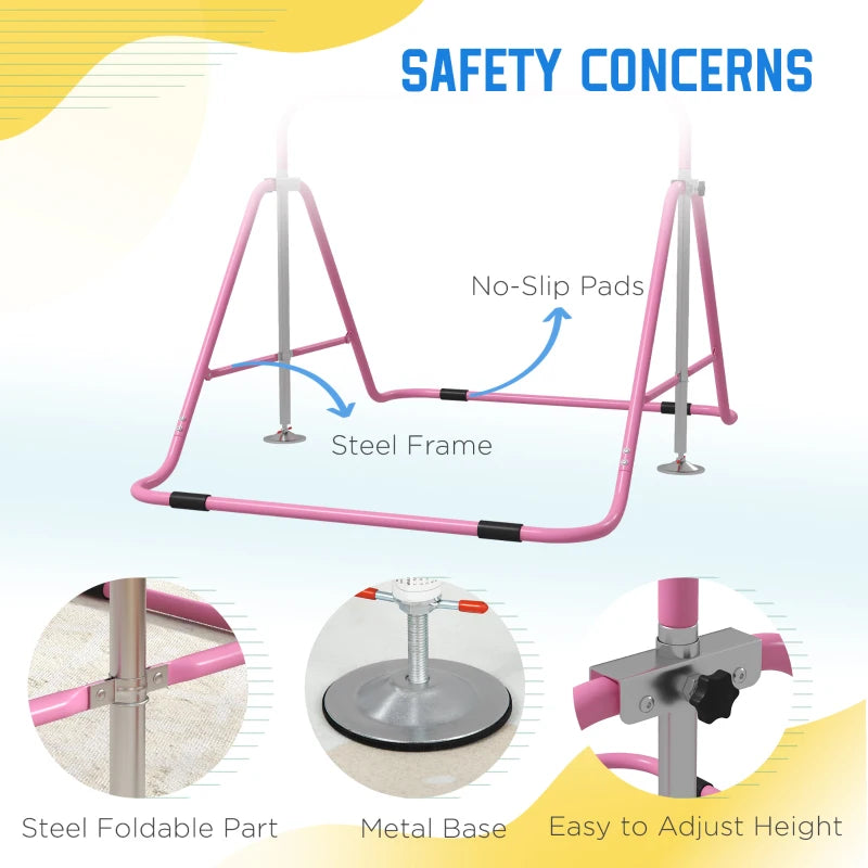 Adjustable Kids Gymnastics Bar – Foldable & Fun Training Bar, Learning SPACE