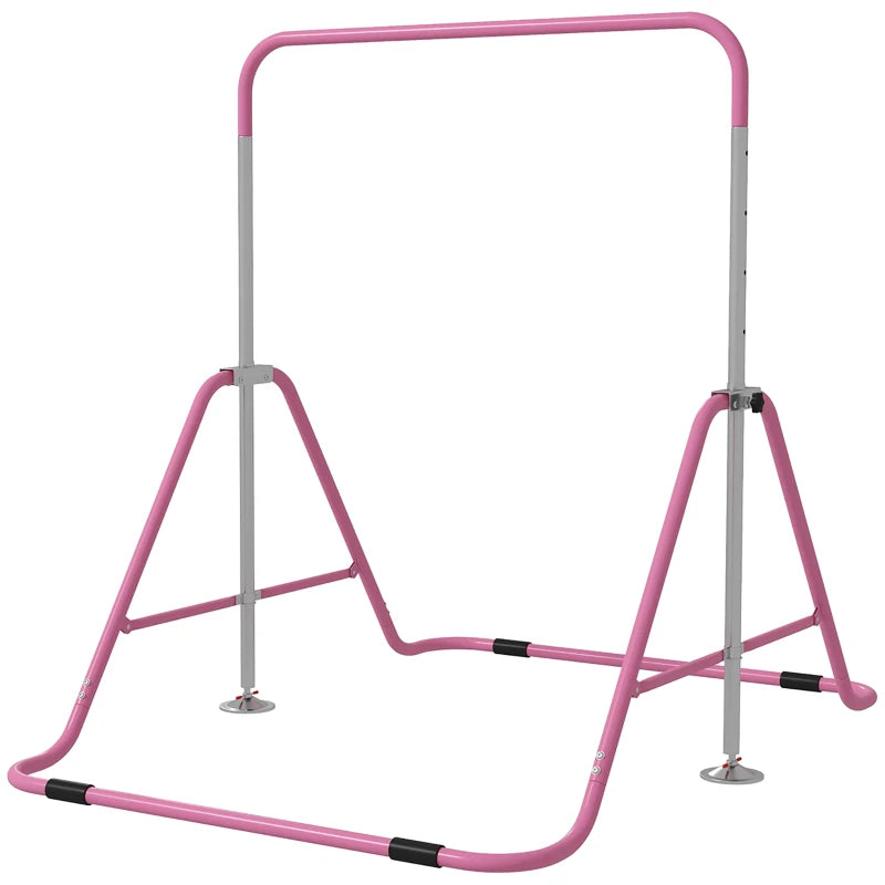 Adjustable Kids Gymnastics Bar – Foldable & Fun Training Bar, Pink Learning SPACE