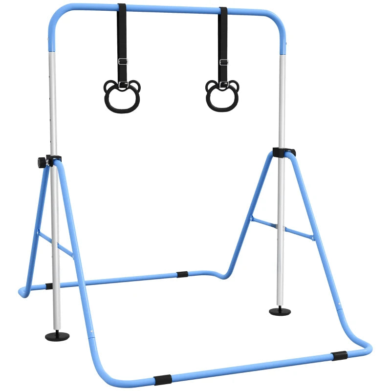 Adjustable Kids Gymnastics Bar with Rings-Balancing Equipment,Dropship,Gross Motor and Balance Skills-Blue-340-016V00BU-Learning SPACE
