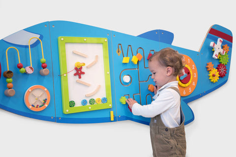 Aeroplane Activity Wall Panel Toy-Additional Need,Dropship,Fine Motor Skills,Gifts For 1 Year Olds,Helps With,Maths,Nursery,Primary Maths,SCOTEXCEL,sensory activity,Sensory Wall Panels & Accessories,Shape & Space & Measure,Sound,Stock,Strength & Co-Ordination,Tactile Toys & Books,Tracking & Bead Frames,Viga Activity Wall Panel-Learning SPACE