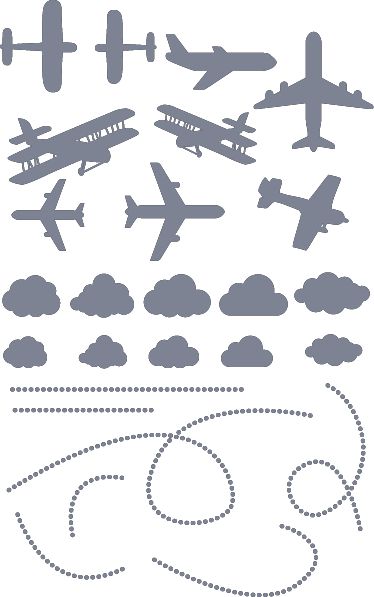 Airplane Wall/Ceiling Stickers, Grey 34x55 cm Learning SPACE