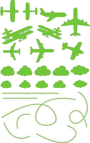 Airplane Wall/Ceiling Stickers, Green 34x55 cm Learning SPACE