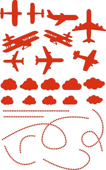 Airplane Wall/Ceiling Stickers, Red 34x55 cm Learning SPACE