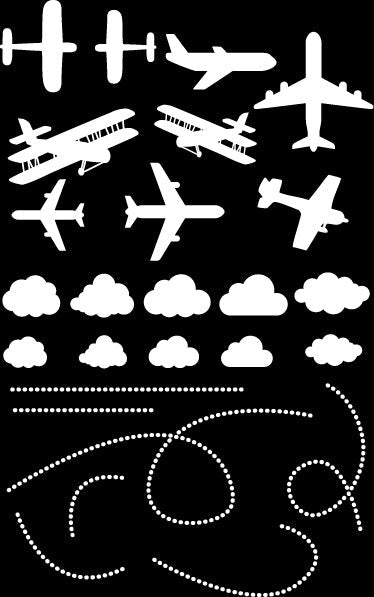 Airplane Wall/Ceiling Stickers, White 34x55 cm Learning SPACE