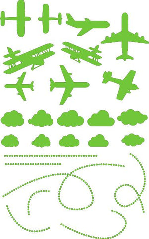 Airplane Wall/Ceiling Stickers-Ceiling Decor, Sticker, Wall & Ceiling Stickers-Green-34x55 cm-Learning SPACE