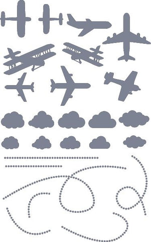 Airplane Wall/Ceiling Stickers-Ceiling Decor, Sticker, Wall & Ceiling Stickers-Grey-34x55 cm-Learning SPACE