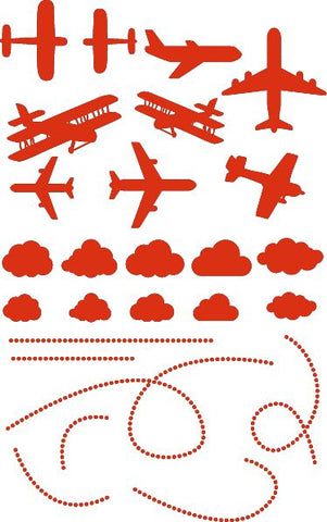 Airplane Wall/Ceiling Stickers-Ceiling Decor, Sticker, Wall & Ceiling Stickers-Red-34x55 cm-Learning SPACE