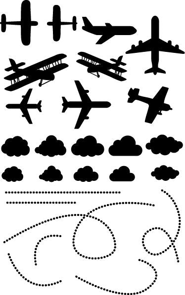 Airplane Wall/Ceiling Stickers, Black 34x55 cm Learning SPACE