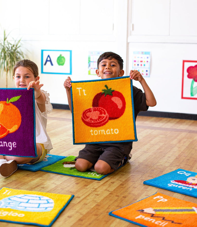 Alphabet 26 Mini Placement Carpets with Holdall, Learning SPACE