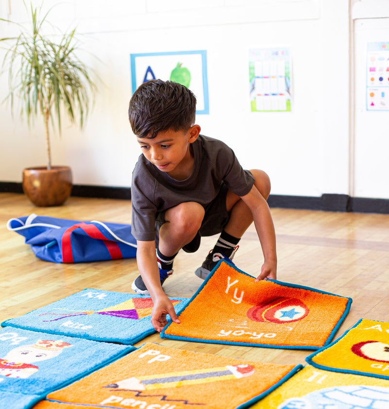 Alphabet 26 Mini Placement Carpets with Holdall, Learning SPACE