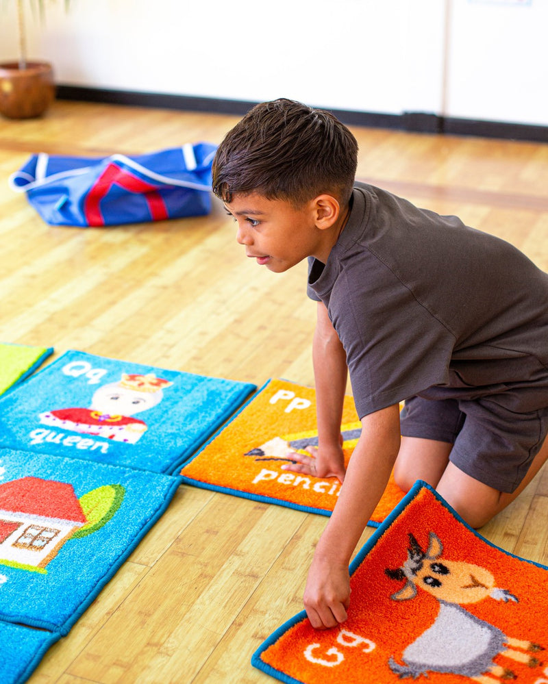 Alphabet 26 Mini Placement Carpets with Holdall, Learning SPACE