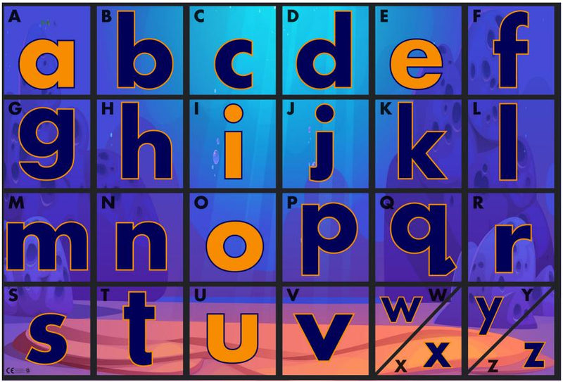 Alphabet Themed Playmats and Tiles, Sea Life 1m x 1.5m Platmat Learning SPACE