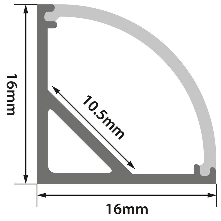 Aluminium LED Tape Profile 90 Deg Arc 1m, Learning SPACE