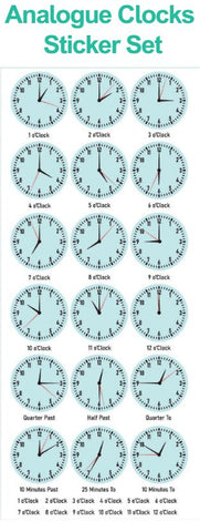 Analogue Clocks Sticker Set-Furniture, Sticker, Wall & Ceiling Stickers, Willowbrook-Learning SPACE