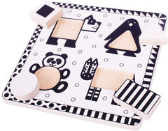Animals Black & White Wooden Puzzle-2-12 Piece Jigsaw,Baby Maths,Baby Wooden Toys,Bigjigs Toys,Down Syndrome,Early Years Maths,Games & Toys,Gifts For 1 Year Olds,Primary Maths,SCOTEXCEL,Sound. Peg & Inset Puzzles,Stock-Learning SPACE