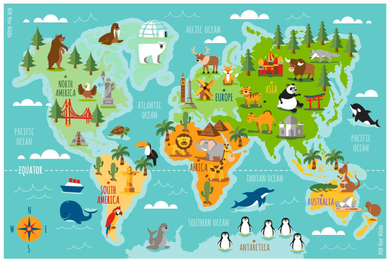 Animals & Places of the World 3x2m Carpet, Learning SPACE