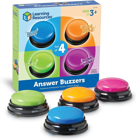 Answer Buzzer - Set of 4-Calmer Classrooms, Cerebral Palsy, communication, Communication Games & Aids, Early Years Musical Toys, Helps With, Learning Resources, Music, Neuro Diversity, Physical Needs, Primary Literacy, Sound, Speaking & Listening, Stock, Talking Buttons & Buzzers-Learning SPACE