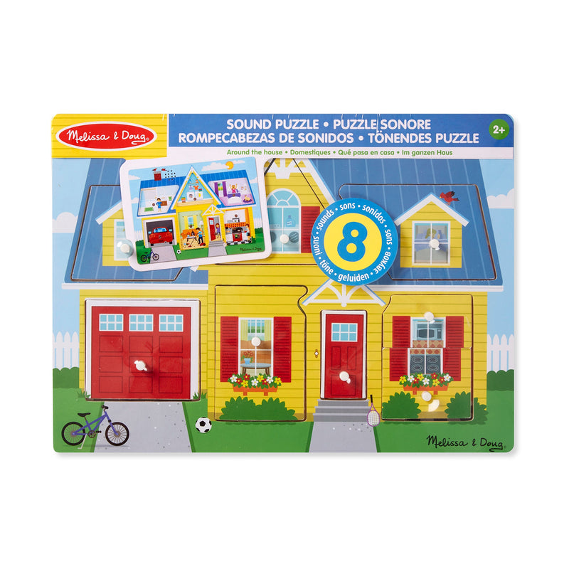 Around the House Sound Puzzle - Wooden Peg Puzzle with Light-Activated Sound Effects (8 pcs), Learning SPACE