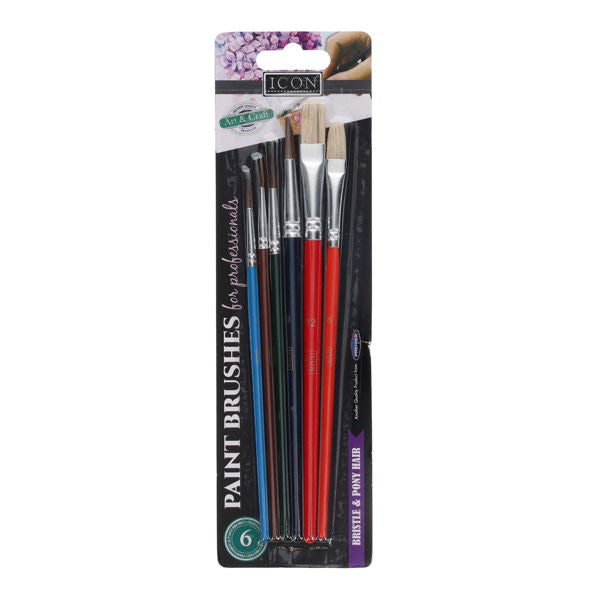 Assorted Paint Brushes Pack of 6, Learning SPACE