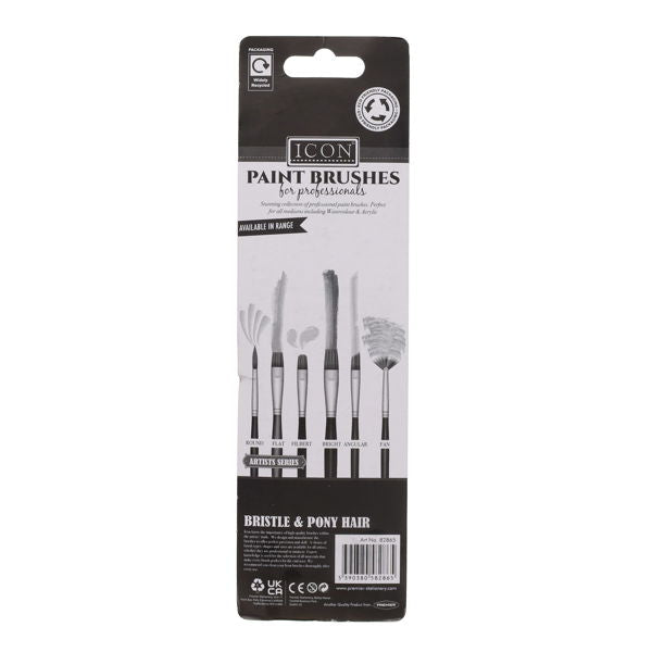Assorted Paint Brushes Pack of 6, Learning SPACE