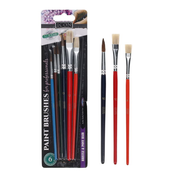 Assorted Paint Brushes Pack of 6, Learning SPACE