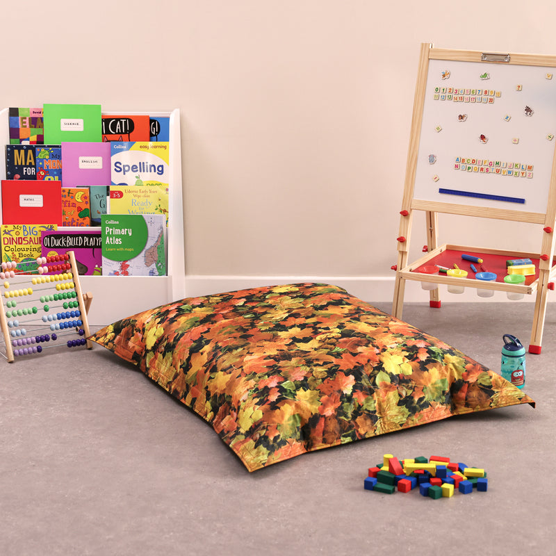 Autumn Leaves Printed Giant Floor Cushion Bean Bag, Learning SPACE