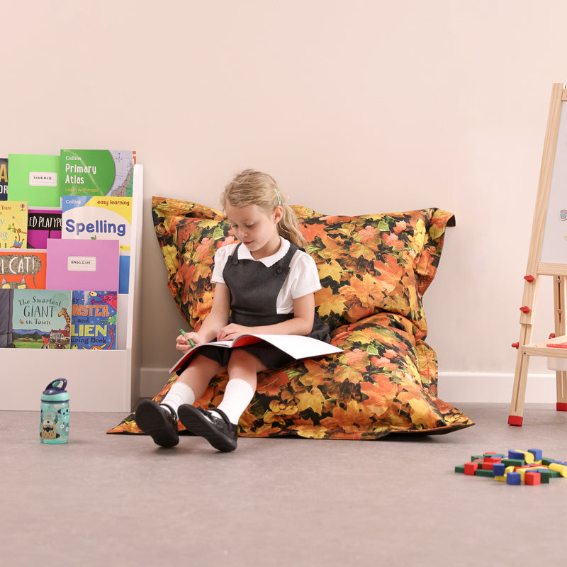 Autumn Leaves Printed Giant Floor Cushion Bean Bag, Learning SPACE