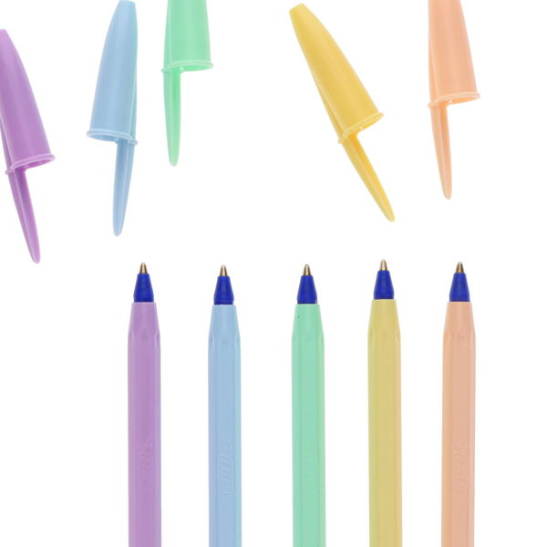 Bic Cristal Pastel Ballpoint Pens Pack 5 - Blue Ink