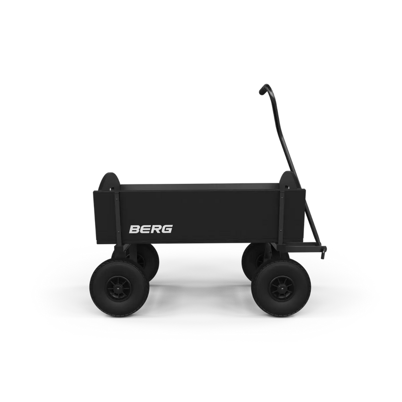 BERG Beach Wagon L Black in side profile with the pull handle extended