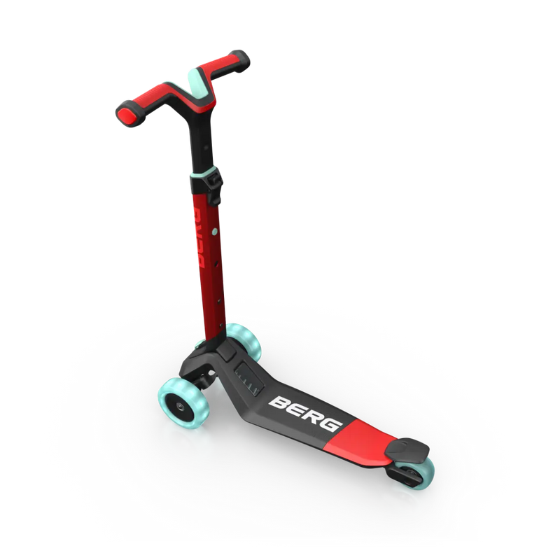 BERG Nexo Foldable Lights 3 Wheeled Scooter, Red Learning SPACE