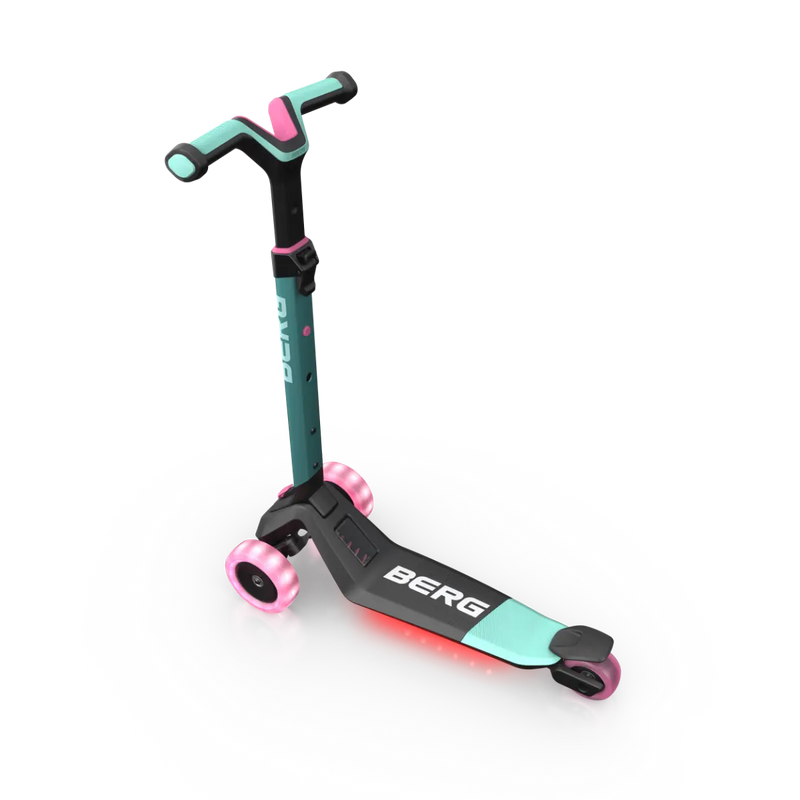 BERG Nexo Foldable Lights LED-Deck 3 Wheeled Scooter, Mint Learning SPACE