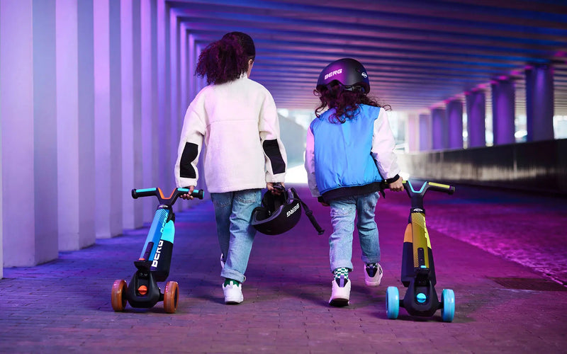 BERG Nexo Foldable Lights LED-Deck 3 Wheeled Scooter, Learning SPACE
