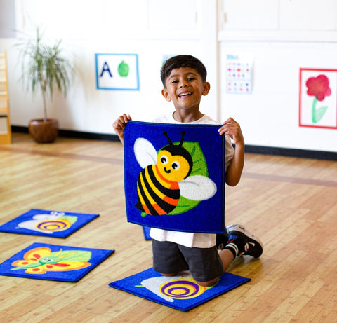 Back To Nature™ Mini Bug 14 Placement Carpets with holdall-Classroom Packs, Kit For Kids, Mats, Mats & Rugs, Nature Sensory Room, Rugs, Sit Mats, Square, Wellbeing Furniture, World & Nature-BN2147-Learning SPACE